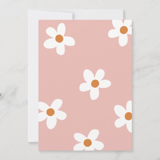 Pink Boho Daisy Girl Birthday Party Kaart (Achterkant)