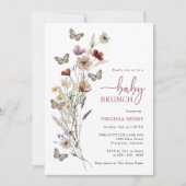 Pink Boho Floral Baby Brunch Kaart (Voorkant)