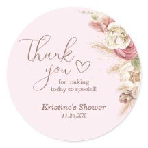 Pink Boho Floral Baby shower Bedankt Bericht