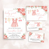 Pink Boho Floral Baby shower Kaart