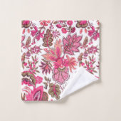 Pink Boho  Floral Monogram Bad Handdoek (Wasdoekje)