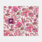 Pink Boho  Floral Monogram Fleece Deken (Voorkant (Horizontaal))