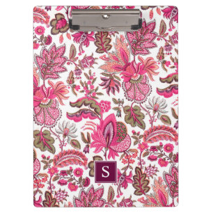 Pink Boho  Floral Monogram Klembord