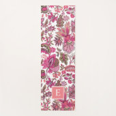 Pink Boho Floral Monogram Yogamat (Voorkant)
