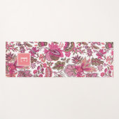 Pink Boho Floral Monogram Yogamat (Voorkant (horizontaal))