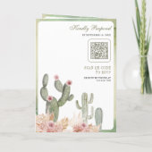Pink Boho Floral Pampas Cactus QR Code Wedding (Achterkant)