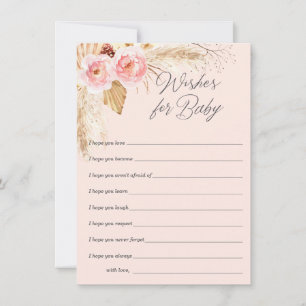 Pink boho floral pampas grassen wil meisje advieskaart
