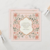 Pink Boho Floral Romantisch Citaat Kaart (Voorkant / Achterkant in situ)
