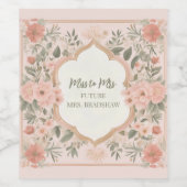 Pink Boho Floral Wijn Etiket (Enkel label)