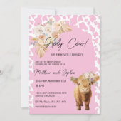 Pink Boho Holy Cow Girl Baby shower Invitation (Devant)