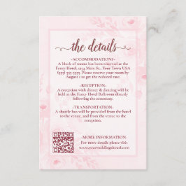 Pink Boho Peonies Wedding Details QR Code Informatiekaartje