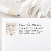 Pink Boho Rozen Nieuw adres Etiket (Insitu)