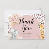 Pink Boho Safari Party Animaux Fille Carte de reme (Devant)