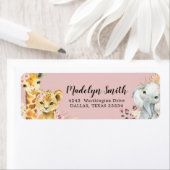 Pink Boho Safari Party Animaux Fille Étiquette de  (En situation)