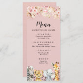 Pink Boho Safari Party Animaux Menu Baby shower (Devant / Derrière)