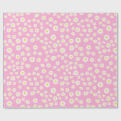 Pink Boho Spring Daisies Pattern Cadeaupapier (Vlak)