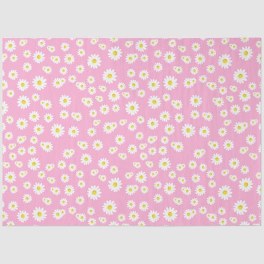 Pink Boho Spring Daisies Pattern Tissuepapier (Voorkant)