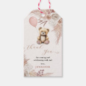 Pink Boho Teddy Bear Baby shower Bedankt Cadeaulabel (Voorkant)
