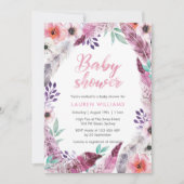 Pink Boho veer Baby shower uitnodiging (Voorkant)
