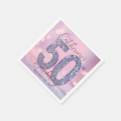 Pink Bokeh Glam Silver Glitter 50th Birthday Servet (Hoek)