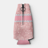 Pink Bokeh Sparkles en Diamonds gepersonaliseerd Flesjeskoeler (Achterkant)