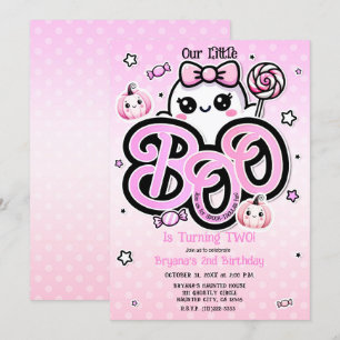 Pink BOO Kleine Ghost Halloween Verjaardagsfeest Kaart