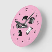 Pink Bookish Bibliophile Librarian Book Pattern Ronde Klok (Hoek)