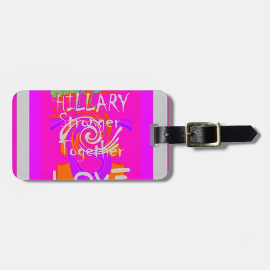 Pink Bordered Hillary Inspiration Art Print Bagagelabel (Voorkant horizontaal)