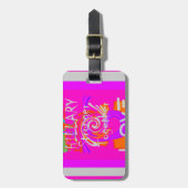 Pink Bordered Hillary Inspiration Art Print Bagagelabel (Voorkant verticaal)