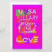 Pink Bordered Hillary Inspiration Art Print Briefpapier (Voorkant / Achterkant)