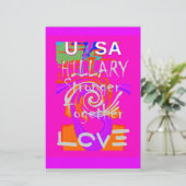 Pink Bordered Hillary Inspiration Art Print Briefpapier (Staand voorkant)