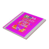 Pink Bordered Hillary Inspiration Art Print Tegeltje (Zijkant)