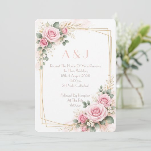 PINK BOTANICAL WEDDING INVITATION (Debout devant)