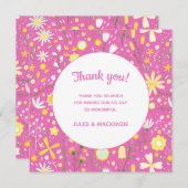 Pink Botanical Wildflower Dank u (Voorkant / Achterkant)