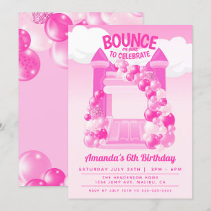 Pink Bounce House Party Kaart