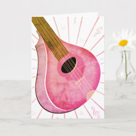 Pink Bouzouki Musical Instrument Art Kaart