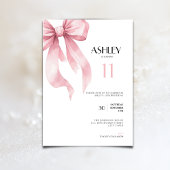 Pink Bow 11th Birthday Invitation for Girls