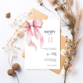 Pink Bow 11th Birthday Invitation for Girls