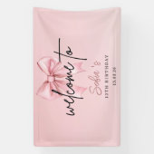🎀 Pink Bow 12th Birthday Party Welcome Banner (Verticaal)