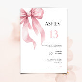 Pink Bow 13th Birthday Invitation for Girls