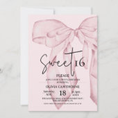 Pink Bow 16th Birthday ⎮ Elegant Sweet 16 Kaart (Voorkant)