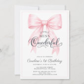 🎀 Pink Bow 1st Birthday Invitation 💕 (Devant)