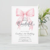 🎀 Pink Bow 1st Birthday Invitation 💕 (Debout devant)