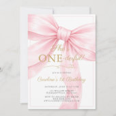 🎀 Pink Bow 1st Birthday Invitation 💕 (Devant)