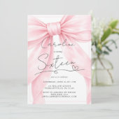 🎀 Pink Bow 1st Birthday Invitation 💕 (Debout devant)