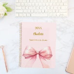 Pink bow 2026<br><div class="desc">A soft blush pink background, decorated with a large bow. Personalize and add a year, name and text.</div>