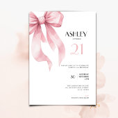 Pink Bow 21st Birthday Invitation for Girls