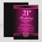 Pink Bow 21ste verjaardagsfeestje Kaart (Voorkant / Achterkant)