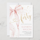 Pink Bow 40th Birthday Invitation (Devant)