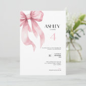 Pink Bow 4th Birthday Invitation for Girls (Debout devant)